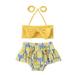 Toddler Baby Kids Girls 2 Piece Leopard Striped Print Bikini Halter Tankini Set Beach Sport Swimwear Kids Summer Swimsuit