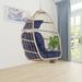 Hanging Egg Chair Without Stand Ceiling Egg Basket Chairs Capaticy for Patio Backyard Balcony Bedroom Living Room with Hanging Steel Chain & Cushions (Dark Blue)
