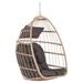 Outdoor Indoor Rattan Egg Hanging Chair with Metal Chain Foldable Swing Hammock Chair with Cushion and Headrest Pillow for Bedroom Balcony