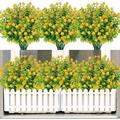 12 Bundles Artificial Flowers for Outdoors Fake Flowers in Bulk Plastic Plants UV Resistant Faux Greenery Boxwood for Hanging Planters Vase Indoor Outside Home Garden Decorations (Yellow)