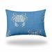 HomeRoots 410476 18 x 4 x 12 in. Blue & White Crab Blown Seam Coastal Lumbar Indoor & Outdoor Pillow