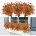 Viworld 6 bunches Artificial Flowers Bulk Outdoor UV Resistant Fake Plants for Outside No Fade Fall Flowers Greenery Shrubs for Hanging Basket Planters Window Box Garden Decor Red