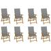 Folding Patio Chairs with Cushions 8 pcs Solid Acacia Wood Outdoor Chairs