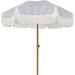 AMMSUN 7ft Patio Umbrella with Fringe Outdoor Tassel Umbrella UPF50+ Tilt Shelter Navy Blue Stripes