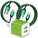 Charger Block AILKIN USB Wall Charger Block with 2PACK Android Type C Usb C Charging Cables 6ft 2.1A Dual Port USB Wall Charger Block Plug Phone Charger Android Fast Charger Block Green