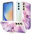 Compatible with Samsung Galaxy A34 5G Case with 360Â° Kickstand Luxury Shiny Soft Silicone Phone Case Anti-Scratch with Diamond Ring Holder Marble for Samsung Galaxy A34 5G Lightpurple #3