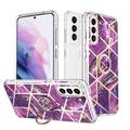 Compatible with Samsung Galaxy S21 FE Case with 360Â° Kickstand Luxury Shiny Soft Silicone Phone Case Anti-Scratch with Diamond Ring Holder Marble for Samsung Galaxy S21 FE Purple