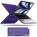iBenzer Compatible with 2024 2023 2022 MacBook Air 13 inch case M2 A2681 Hard Shell Case with Keyboard Cover for New M2 Mac Air 13.6 in with Touch ID Ultra Purple W-MAT13-KK-UAPU+1