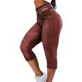 Women Cropped Pants Stretch Fitness Fake Pockets High Waist Butt-lifted Faux Denim Jeans Soft Casual Thin Pencil Pants