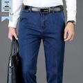 Autumn and Winter Classic Men s High Waist Business Jeans Dark Blue Straight Elasticity Denim Trousers Male Brand Thick Pants