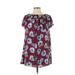 Altar'd State Casual Dress - Shift Crew Neck Short sleeves: Burgundy Floral Dresses - Women's Size Small