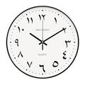 R&M Orient 30 cm Arabic Wall Clock, Round Wall Clock, Without Ticking Sounds, Modern Quartz Silent Wall Clock, Decorative Wall Clock, Large Children's Clock, Office, Cafe Restaurant (Black / White)