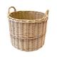 Arthur Cameron Circular Round Wicker Log Basket with Lining and Handles (Large, Natural)