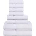 Towel and Linen Mart White Towel Sets , 2 Bath Towels 2 Hand Towels and 4 Washcloths 2 Ply Low Twist 600 GSM Ring Spun Highly Absorbent for Bathroom Hotel Shower Towel ( 8 Pack )