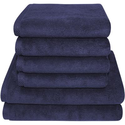 Handtuch Set DYCKHOFF "City Lights", blau (ultramarin), 6 St., Walkfrottier, Walkfrottier, Obermaterial: 100% Baumwolle,