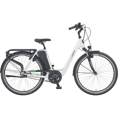 "E-Bike PROPHETE ""GENIESSER 23.EMC.10"" E-Bikes Gr. 49 cm, 28 Zoll (71,12 cm), weiß (smaragd, silberfarben) E-Bikes"