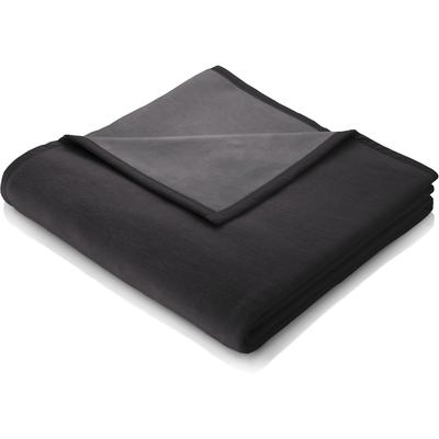 Wohndecke BIEDERLACK EXKLUSIV "Doubleface", schwarz (anthrazit, graphit), B:150cm L:200cm, Baumwolle, Polyacryl, Polyester, Wohndecken, Wohndecke "Doubleface" mit Velourband-Einfassung, 150x200cm Image
