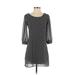 Want and Need Casual Dress - Shift Scoop Neck 3/4 sleeves: Black Dresses - Women's Size Small
