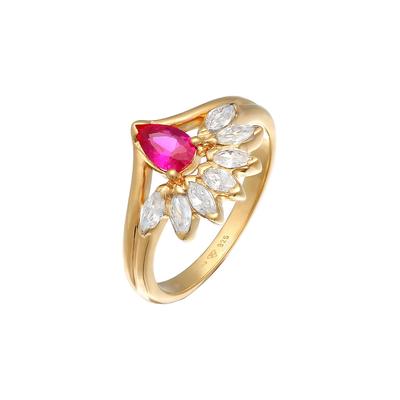 Elli Ring Zirkonia Synthetischer Rubin 925 Silber vergoldet 56 Damen Image