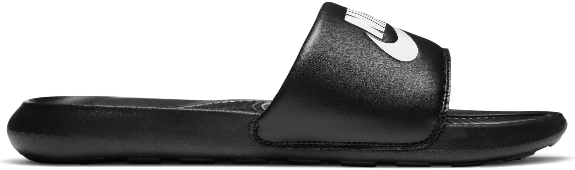 Badesandale NIKE SPORTSWEAR "VICTORI ONE SLIDE", Herren, Gr. 41, schwarz-weiß (schwarz, weiß), Synthetik, kontrastfarbene Details, unifarben, Schuhe Schlappen Badelatschen Pantolette