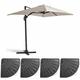 Parasol déporté 2x3 m et 4 dalles lestées aluminium blanc