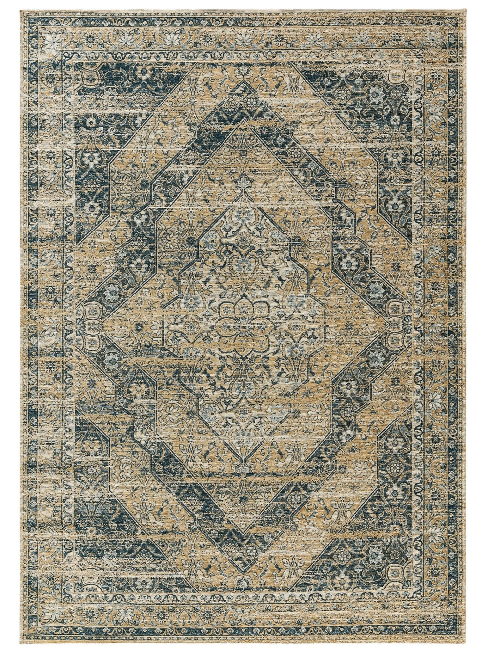 Tapis tissé à plat bleu 200x285
