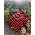 Halloween Handmade Crochet Blanket, Orange, Black & Purple, Baby Blanket