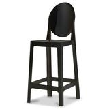 Set of 2 25" Seat Height Bar Stool Plastic Chair Counter Armless With Oval Back For Kitchen Patio Garden Outdoor