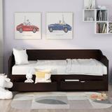 Wooden Daybed with Trundle & 2 Storage Drawers, Extendable Bed Daybed