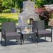 Costway 3 PCS Patio Wicker Rattan Furniture Set Coffee Table & 2 - 3-Piece Sets