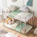 Twin Over Twin Metal Bunk Bed, Low Bunk Bed with Ladder