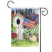 Green and Beige American Flag Flying Bird House Outdoor Garden Flag 18" x 12.5"