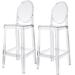 Set of 2 Smoke Modern 30" Seat Bar Stool Counter Height With Back Plastic Chairs For Home Restaurant Office