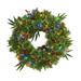Berry Pinecone Artificial Christmas Wreath 24-" Multicolor LED - Green