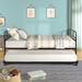 Twin Size Metal Daybed Platform Bed Frame with Trundle Built-in Casters