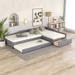 Upholstered Double Twin Size Wooden Daybed with Trundle and Drawer