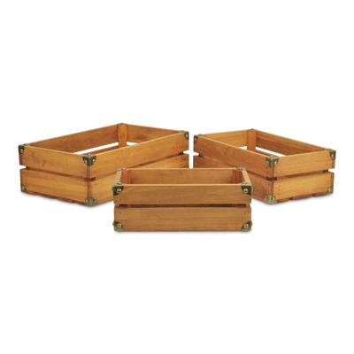 Rustic Farmstead Dark Brown Wooden Studded Crate Set