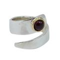 'Sterling Silver Wrap Ring with Garnet on Gold-Plated Bezel'