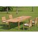 Grade-A Teak Dining Set: 4 Seater 5 Pc: 122 Atnas Double Extension Rectangle Table And 4 Leveb Stacking Arm Chairs Outdoor WholesaleTeak #WMDSWVm