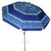 AMMSUN 7ft Heavy Duty Beach Umbrella with Sand Anchor & Tilt Sun Shelter & Carry Bag Blue Stripes