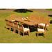 Teak Dining Set: 10 Seater 11 Pc: 94 Rectangle Table & 10 Stacking Arbor Armless Chairs Outdoor Patio Grade-A Teak Wood WholesaleTeak #WMDSAB14