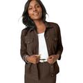 Plus Size Women's Classic Cotton Denim Jacket by Jessica London in Chocolate (Size 24) 100% Cotton Jean Jacket