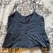 American Eagle Outfitters Tops | American Eagle Charcoal Gray Lace Up Crop Top | Color: Gray | Size: L