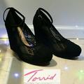 Torrid Shoes | New Torrid Black Faux Suede And Lace Shoes | Color: Black | Size: 11w