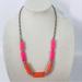 J. Crew Jewelry | J.Crew Gold Tone Neon Pink/Orange Beaded Necklace With Clear Crystals Accents | Color: Gold/Orange/Pink/Red | Size: Os