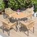 Bayou Breeze Ahlyana Round 4 - Person 31.5" Long Outdoor Dining Set Wood/Plastic/Wicker/Rattan in Brown | 31.5 W x 31.5 D in | Wayfair