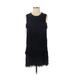 Cotton Bleu Casual Dress - Shift Crew Neck Sleeveless: Black Print Dresses - Women's Size Small