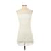 Hollister Cocktail Dress - Bodycon Crew Neck Sleeveless: Ivory Print Dresses - Women's Size 1