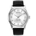 Men's Surry Community College Bulova Silver-Tone Stainless Steel Watch with Leather Strap