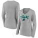 Women's Fanatics Branded Gray Tulane Green Wave Campus Long Sleeve V-Neck T-Shirt
